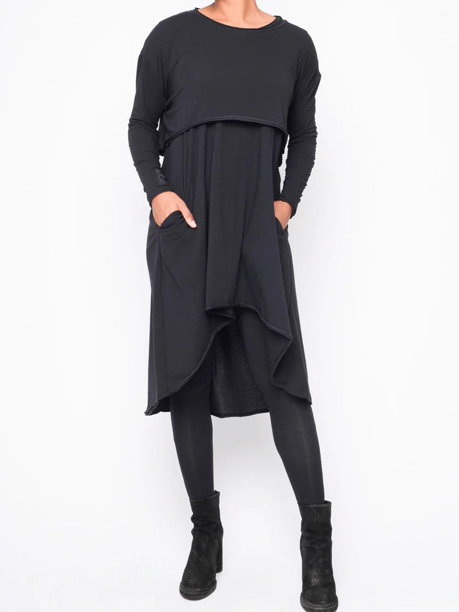 Black "252.02.03" Can I ask you for a favour printed Tunic