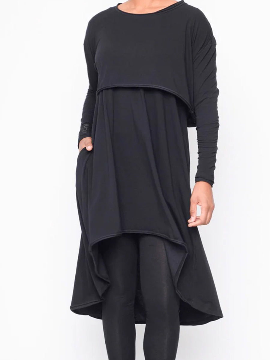 Black "252.02.03" Can I ask you for a favour printed Tunic