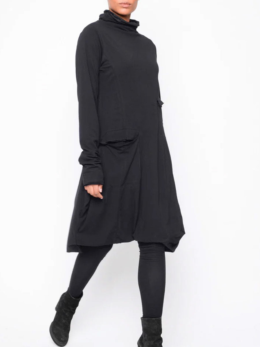 Black "252.03.12" Are you asking me out High Neck Tunic