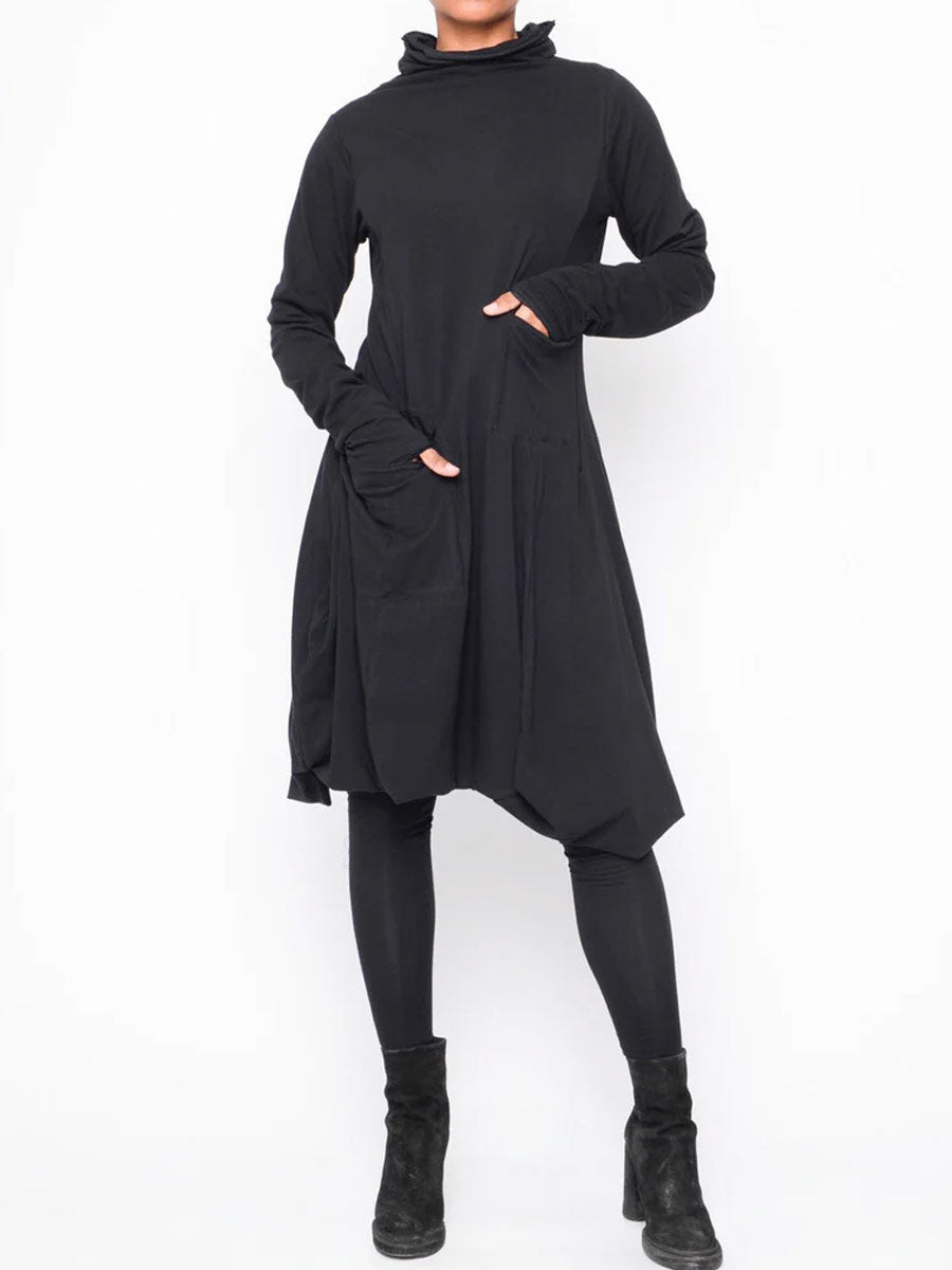 Black "252.03.12" Are you asking me out High Neck Tunic