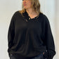 La Vaca Loca Apice black V-neck jumper, front view