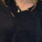 La Vaca Loca Apice jumper showing distressed V neckline