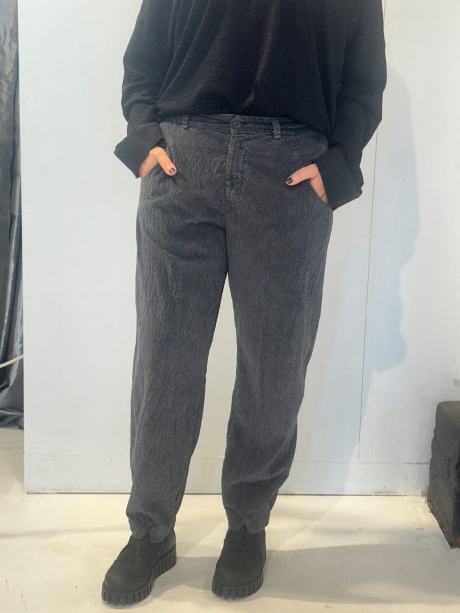 Transit grey textured tapered trousers – front view