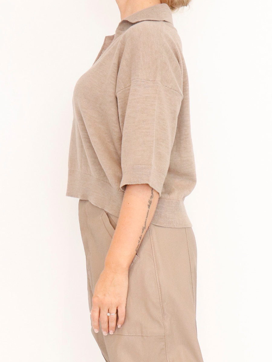 Sort Aarhus "Sa-Flores" Knitted Polo Top