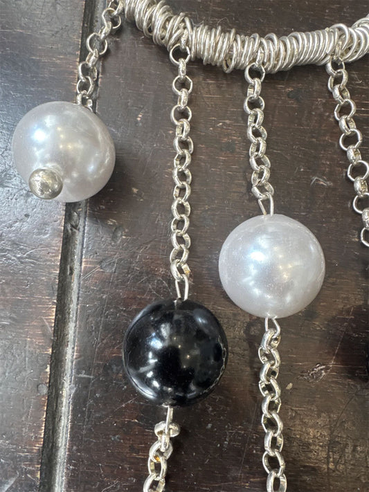 Body Bangle - Large Pearl Effect Link Necklace
