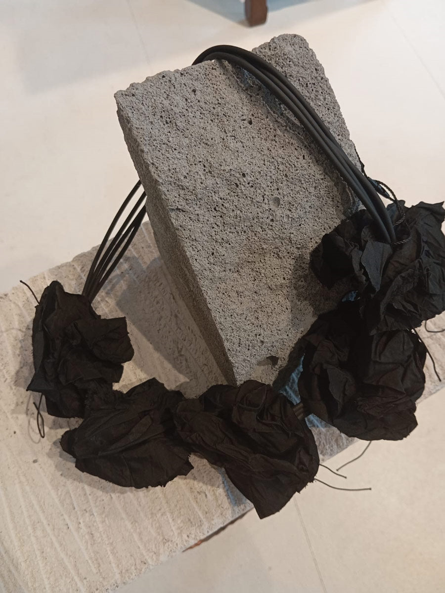 Papucei - ‘A.Mio’ Black Leather & Taffeta Necklace