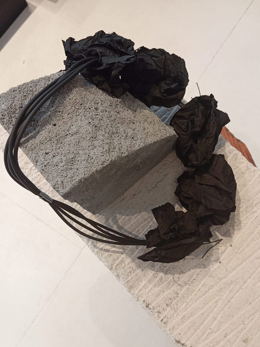 Papucei - ‘A.Mio’ Black Leather & Taffeta Necklace