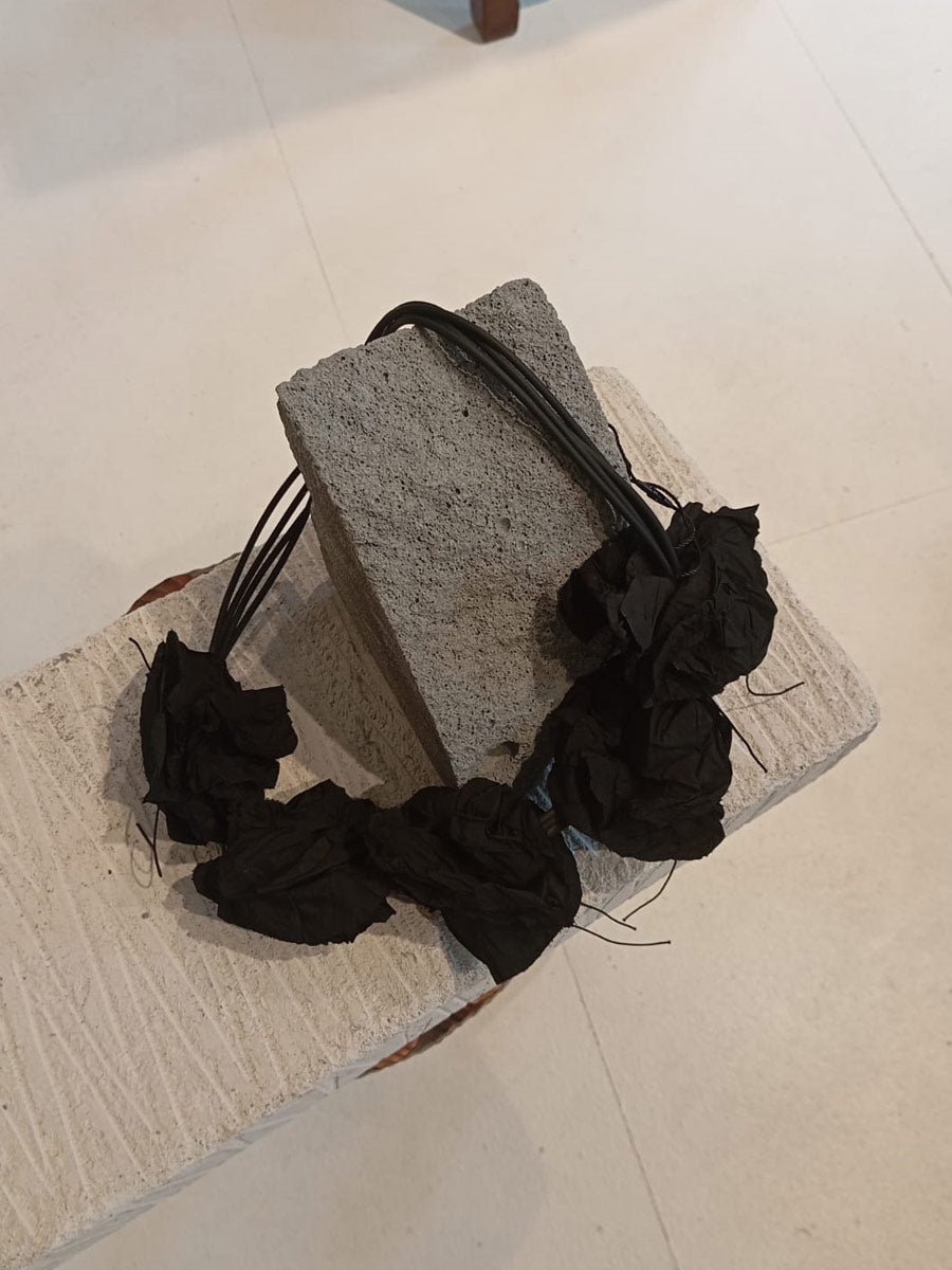 Papucei - ‘A.Mio’ Black Leather & Taffeta Necklace