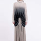 Sanctamuerte S394 ombré roll neck ruched jumper in dark grey ombré