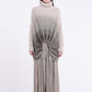 Sanctamuerte S394 ombré roll neck ruched jumper in light grey ombré