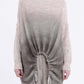 Sanctamuerte S394 ombré roll neck ruched jumper in light grey ombré