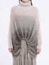 Sanctamuerte S394 ombré roll neck ruched jumper in light grey ombré