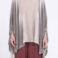 Sanctamuerte S398 ombré drawstring knitted poncho in light grey ombré
