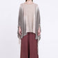 Sanctamuerte S398 ombré drawstring knitted poncho in light grey ombré