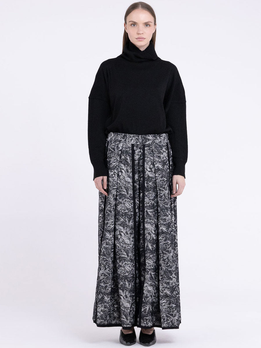 Sanctamuerte S414 floral wide leg trousers in Black