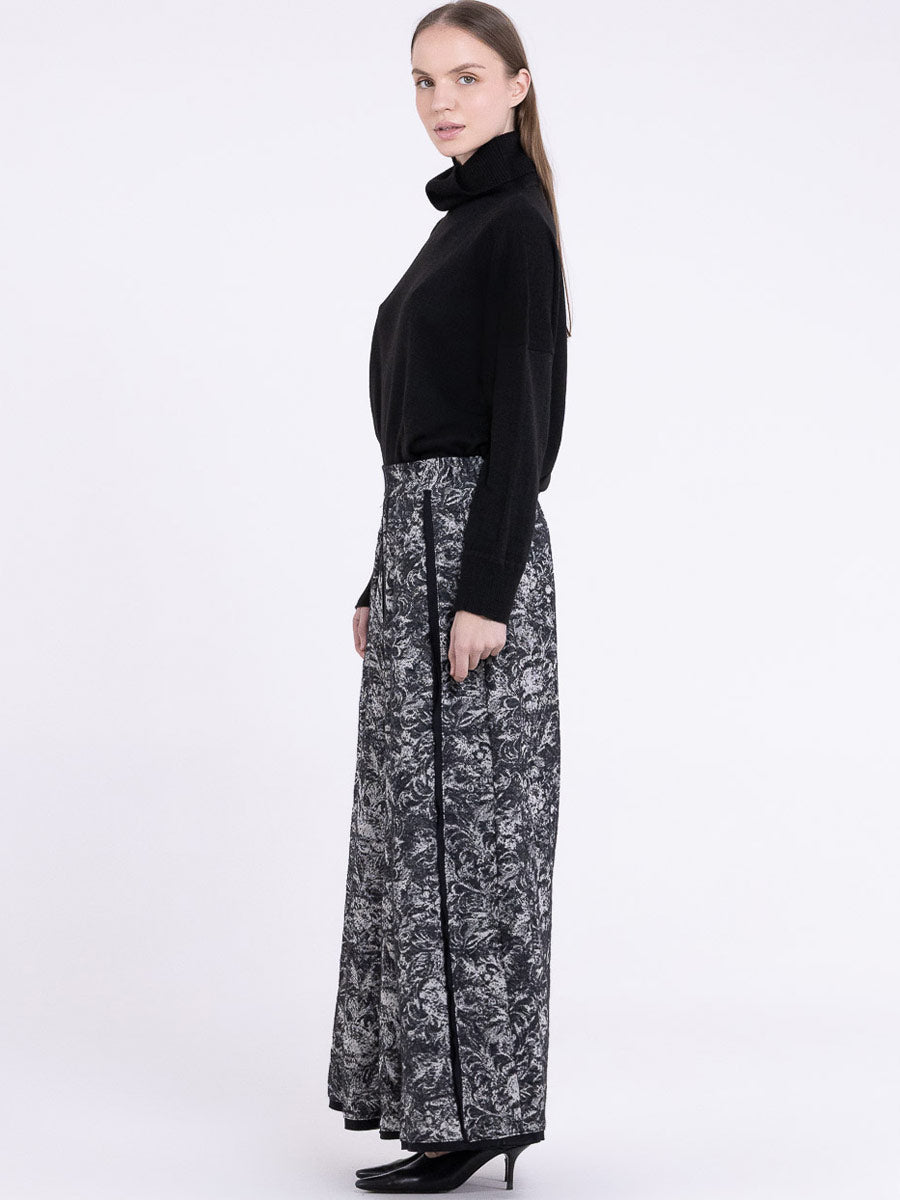 Sanctamuerte S414 floral wide leg trousers in Black