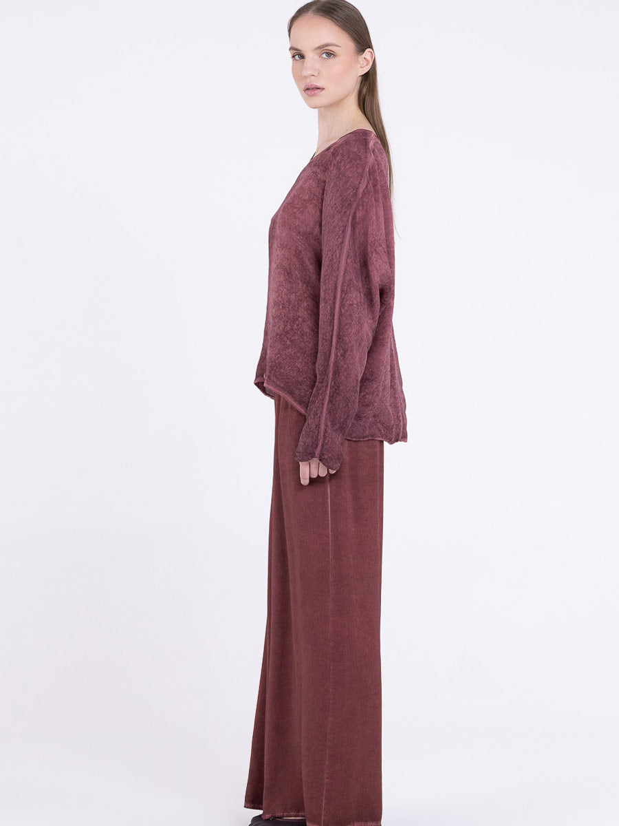 Sanctamuerte S424 textured long sleeve top in Red Amethyst
