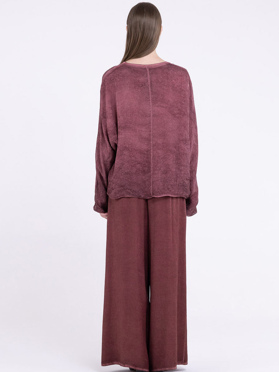 Sanctamuerte S424 textured long sleeve top in Red Amethyst