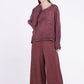 Sanctamuerte S424 textured long sleeve top in Red Amethyst