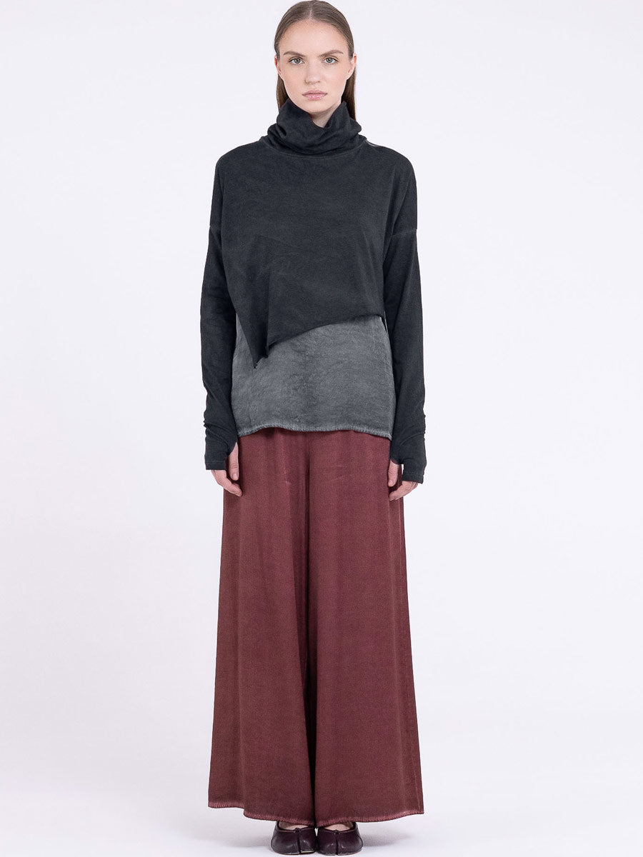Sanctamuerte S434 asymmetric high neck top in Ash Grey