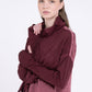 Sanctamuerte S434 asymmetric high neck top in Red Amethyst