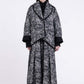 Sanctamuerte S438 floral contrast trim coat in Black