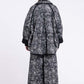 Sanctamuerte S438 floral contrast trim coat in Black