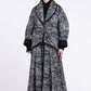 Sanctamuerte S438 floral contrast trim coat in Black