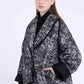 Sanctamuerte S438 floral contrast trim coat in Black