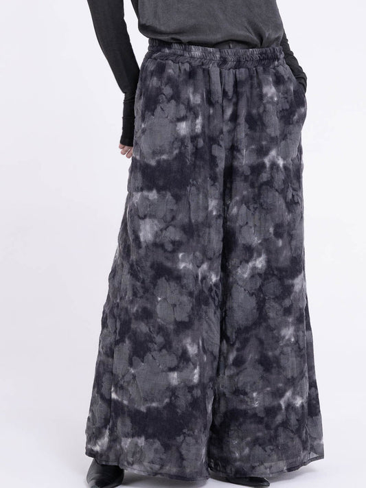 Sanctamuerte S443 abstract pattern wide leg trousers in Ash Grey