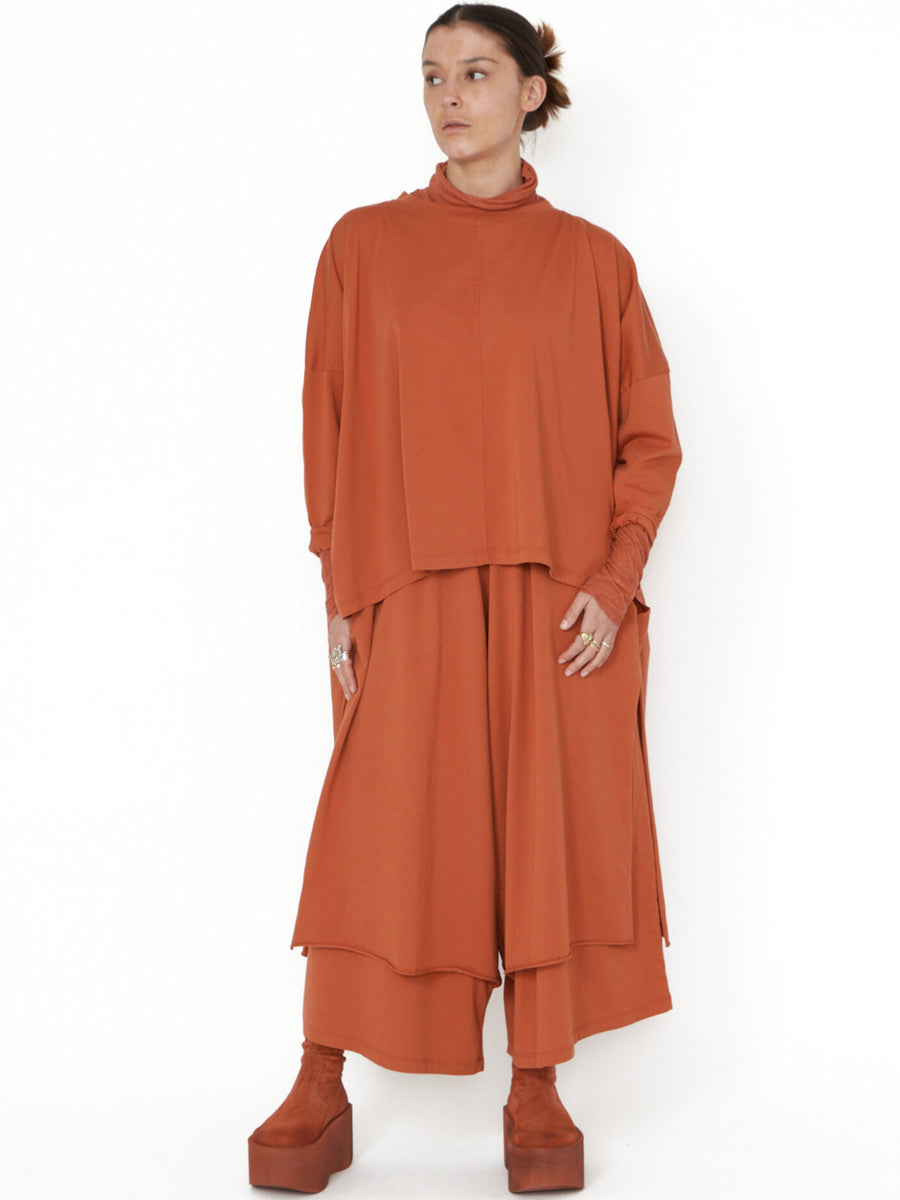 Sort Aarhus Sa2212 - Burnt Orange Soft Jersey Dropped Back Top