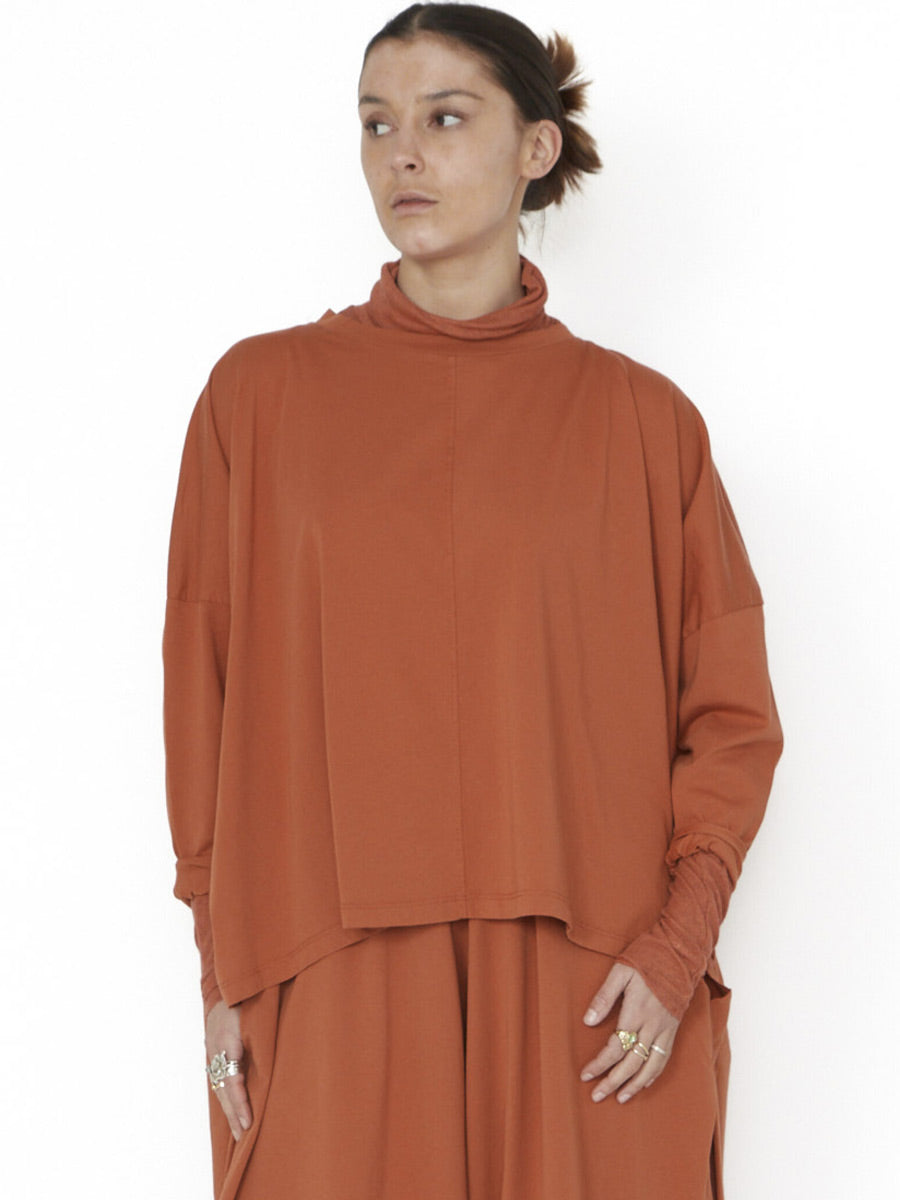 Sort Aarhus Sa2212 - Burnt Orange Soft Jersey Dropped Back Top