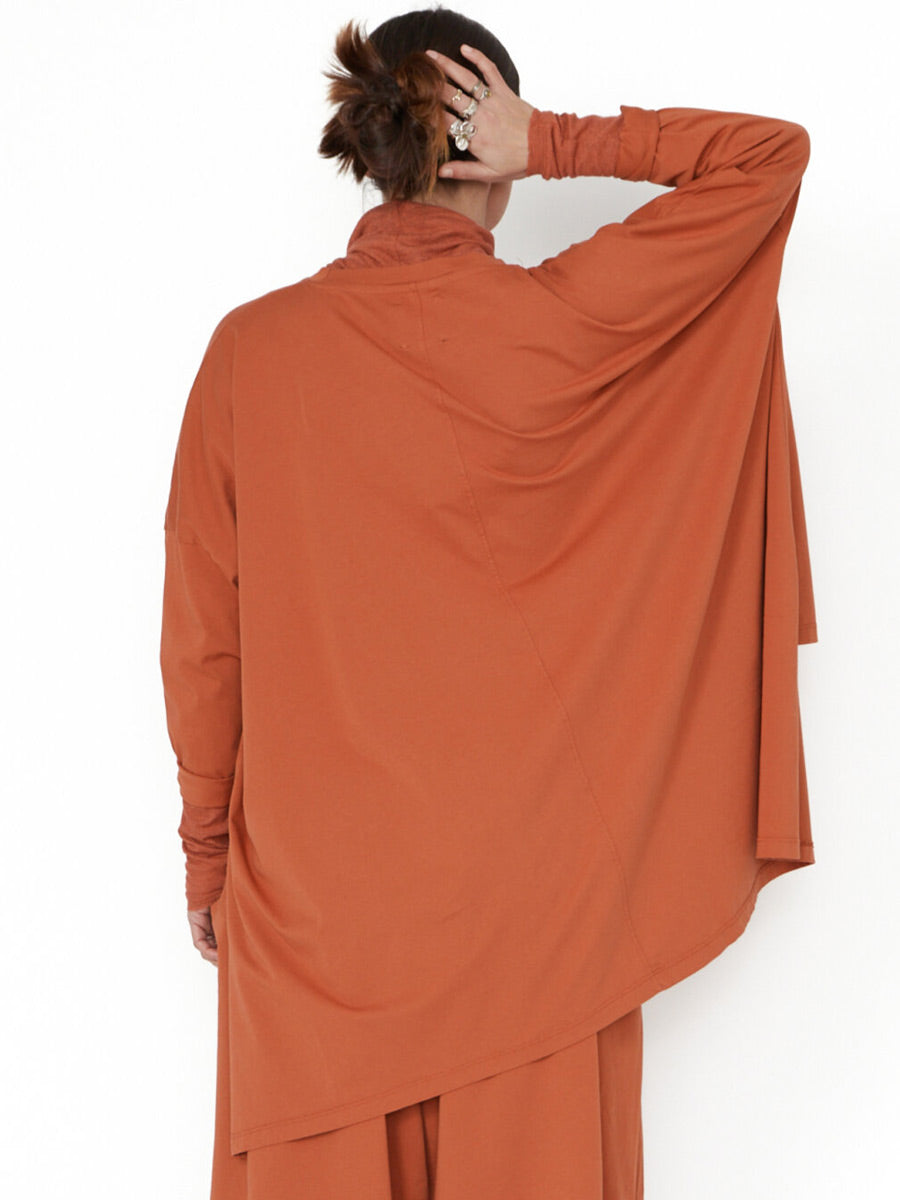 Sort Aarhus Sa2212 - Burnt Orange Soft Jersey Dropped Back Top