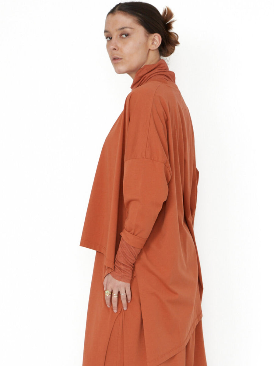 Sort Aarhus Sa2212 - Burnt Orange Soft Jersey Dropped Back Top