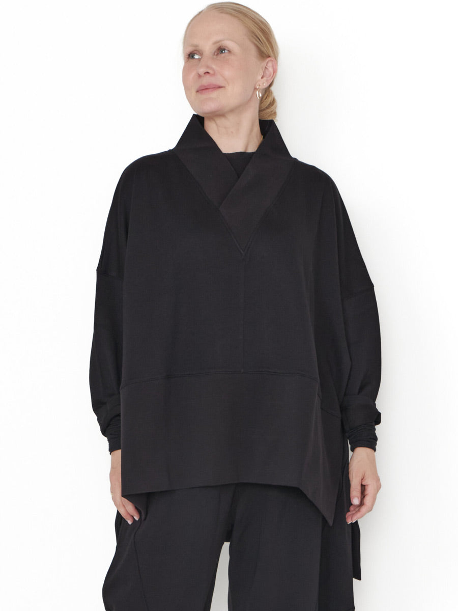 Sort Aarhus Sa2204 - Oversize V-Neck Dropped Hem Oversized Top