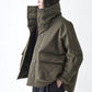 Soh front view of khaki padded jacket with large flap pockets