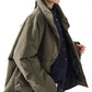 Soh three-quarter view of khaki jacket showing broad sleeve and flap pocket
