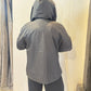 Igor Dobranic Hibiscus reversible jacket: plain black back with hood up