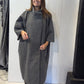 Front view of the Igor Dobranic Sorrel grey coat with its collar raised