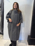 Front view of the Igor Dobranic Sorrel grey coat with its collar raised