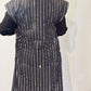 Back view of the Tulip waistcoat showing extended shoulders and vertical white stripes