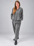 Igor Dobranic Petunia grey pinstriped jacket — front outfit view