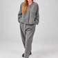 Igor Dobranic Petunia grey pinstriped jacket — front outfit view