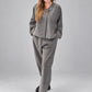 Igor Dobranic Petunia grey pinstriped jacket — front outfit view