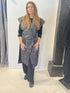 Front view of the Igor Dobranic Tulip black and white long waistcoat showing broad lapels and angular front edges