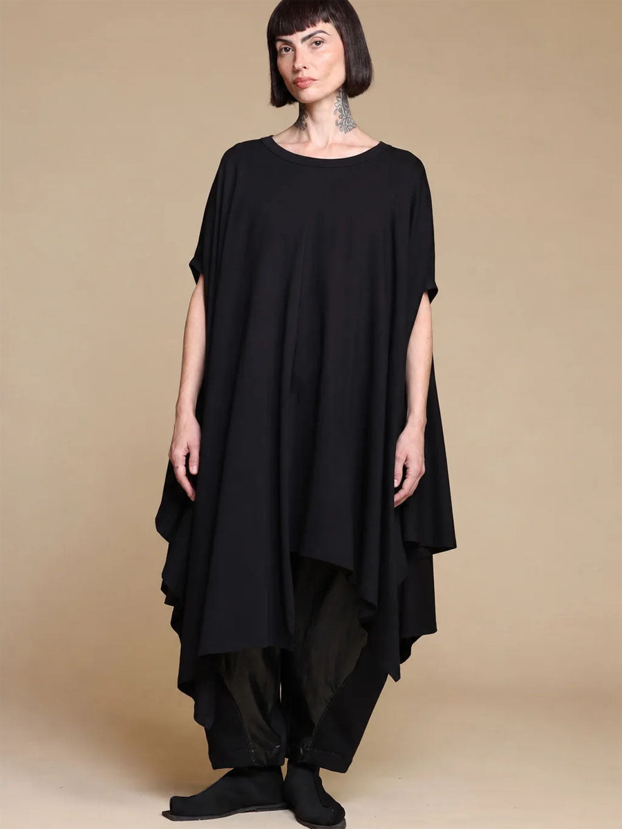 Kedem Sasson – Black Draped Cotton Stretch Top