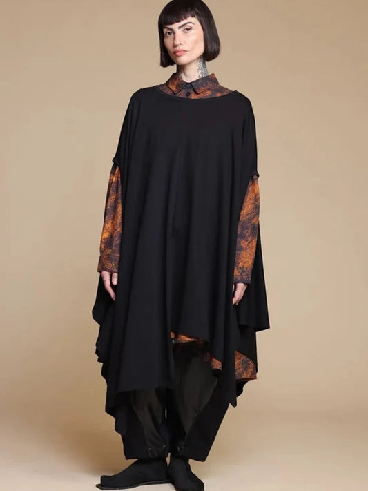 Kedem Sasson – Black Draped Cotton Stretch Top