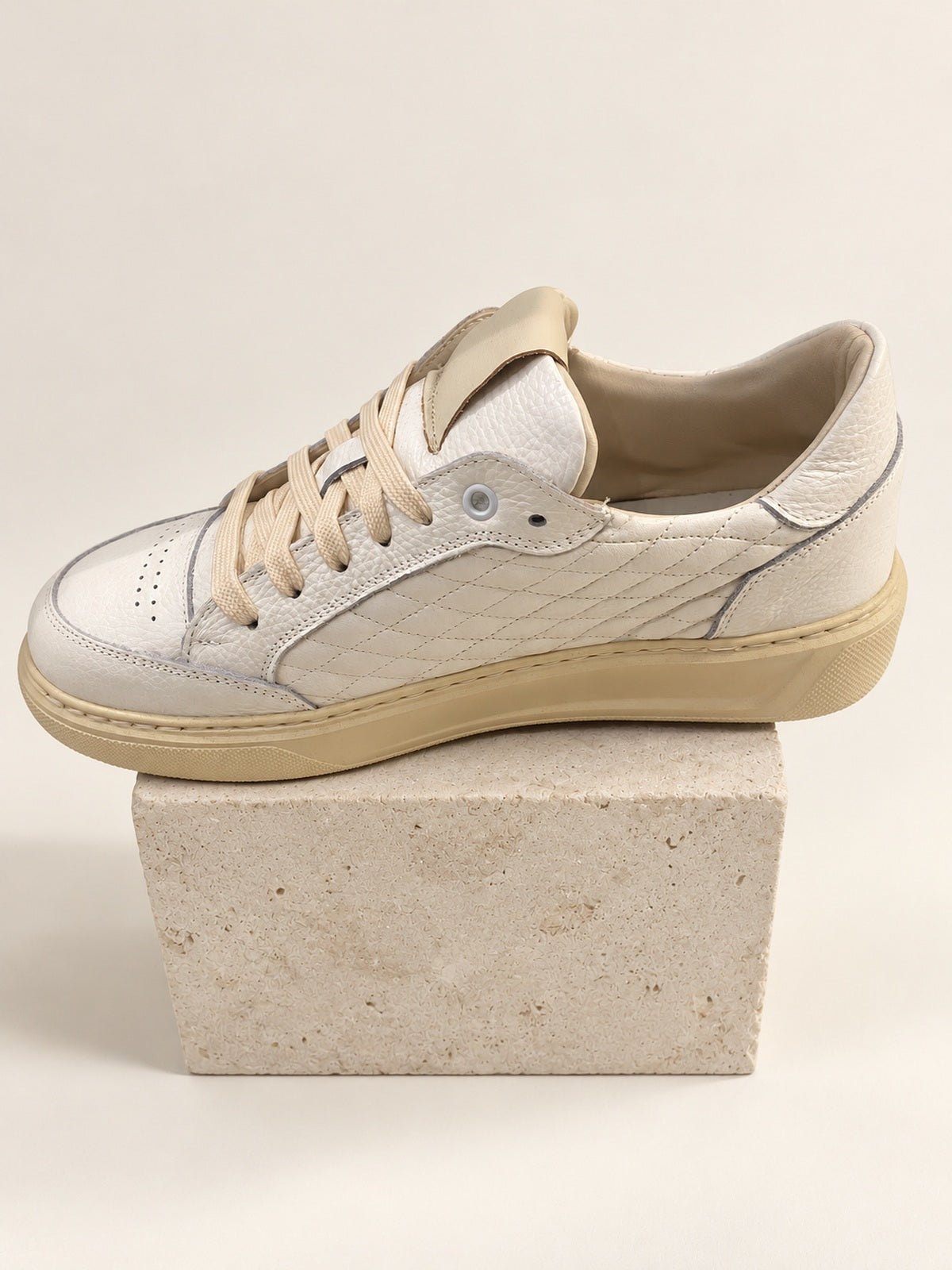 D-Fox White Leather Trainers — side profile