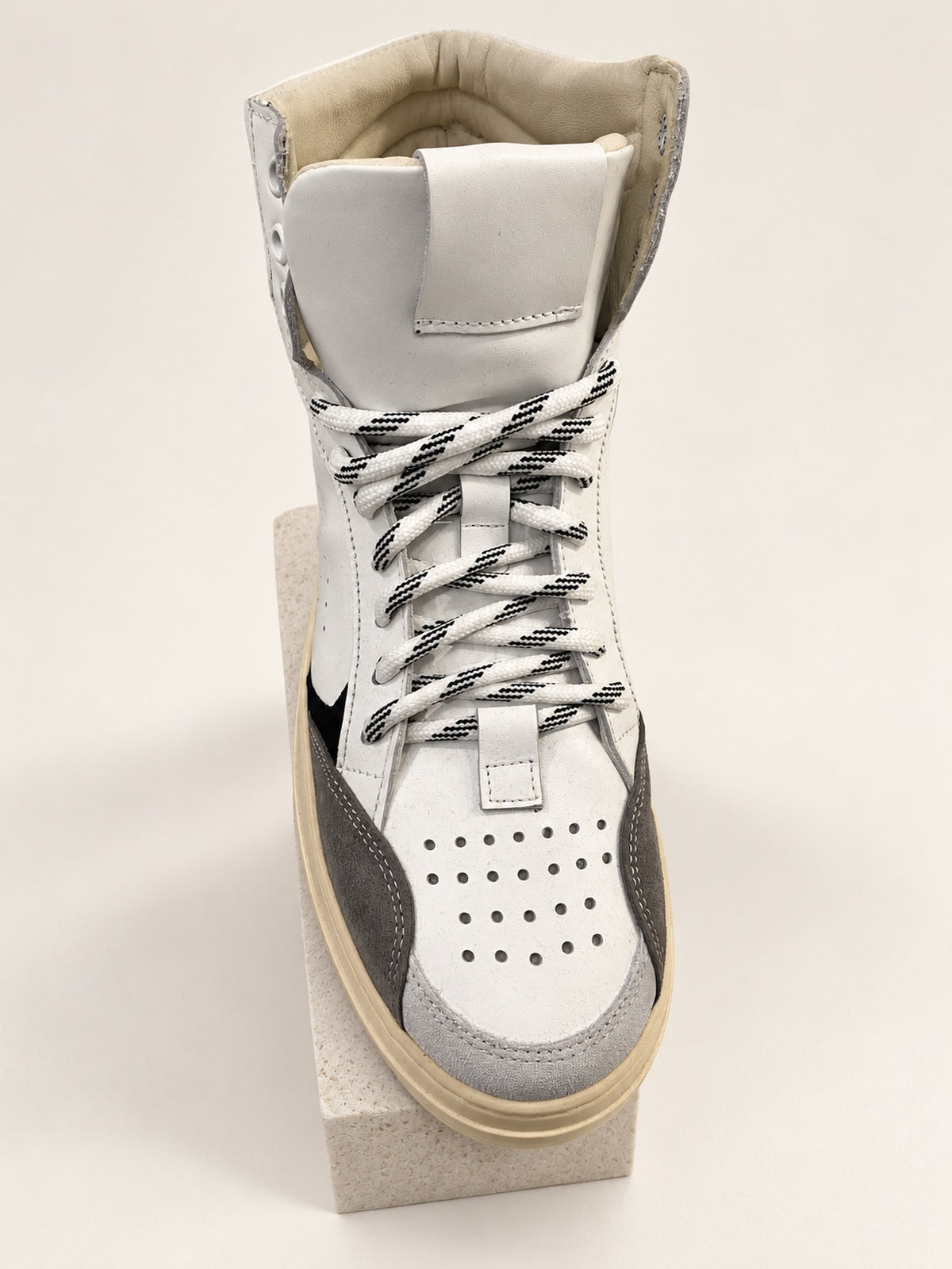 D Forest White and Grey High-Top Trainers — front view