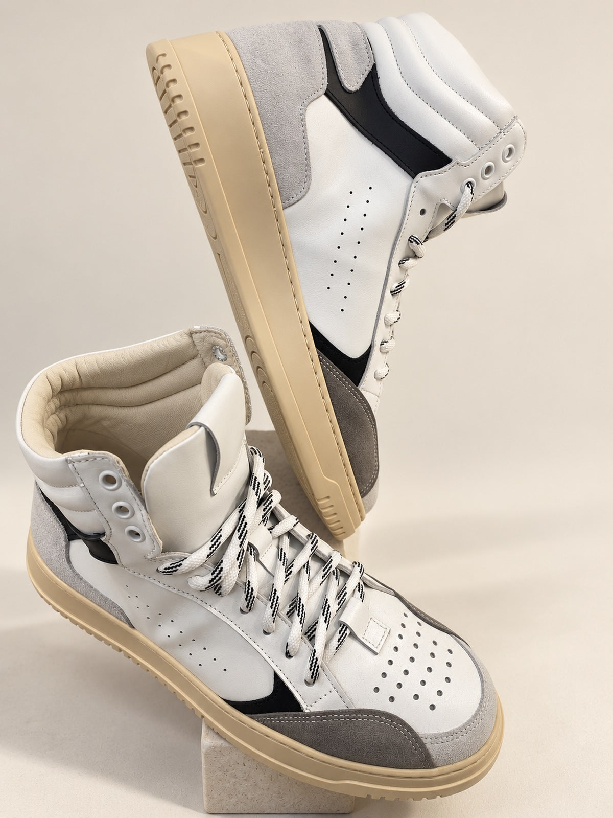 D Forest White and Grey High-Top Trainers — product view